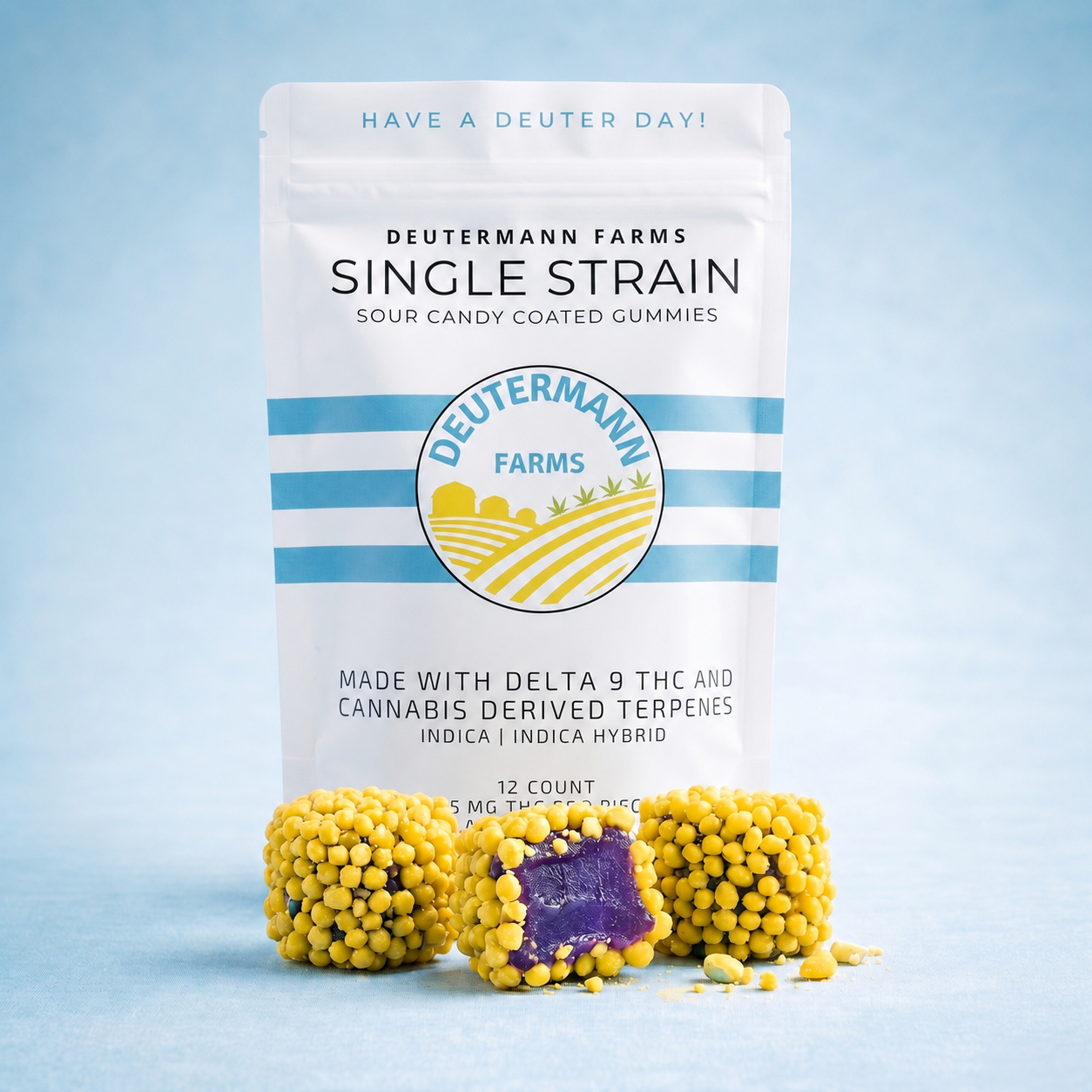 Single Strain Sour Coated Candies - Indica